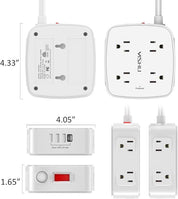 6 Ft Surge Protector Power Strip - 8 Widely Outlets with 4 USB Ports, 3 Side Outlet Extender with 6 Feet Extension Cord, Flat Plug, Wall Mount, Desk USB Charging Station, ETL,White