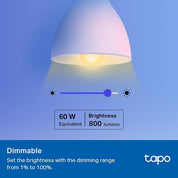 Smart Light Bulbs, 16M Colors RGBW, Dimmable, Alexa Frustration-Free Setup, A19, 60W Equivalent, 800LM CRI>90, 2.4GHz WiFi only L531E
