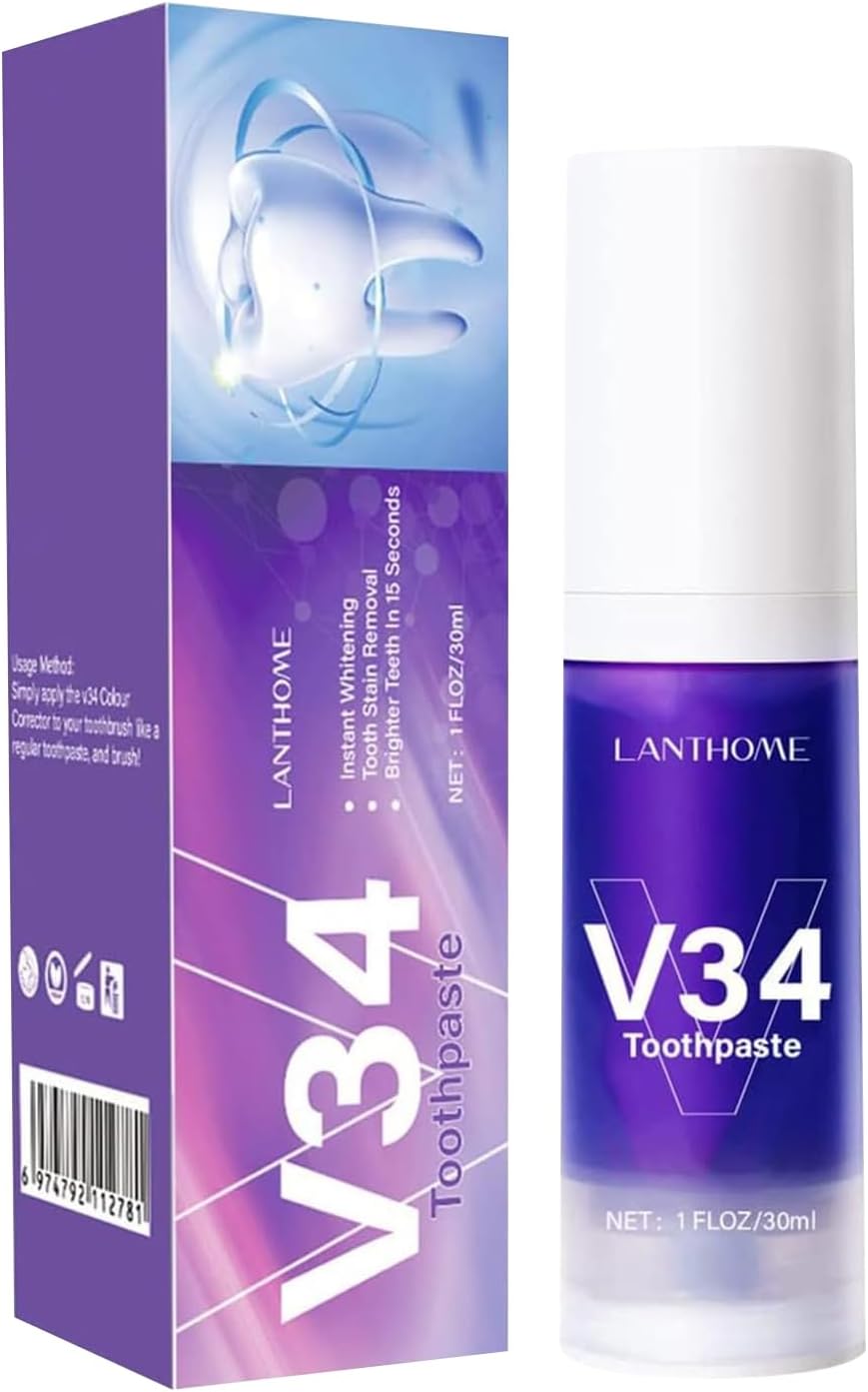 V34 Purple Toothpaste for Teeth Whitening