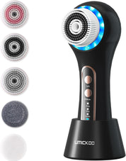 Face Scrubber Exfoliator,Facial Cleansing Brush Rechargeable IPX7 Waterproof with 5 Brush Heads,Electric Face Spin Brush for Exfoliating, Massaging and Deep Cleansing