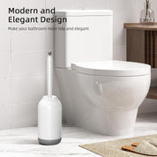 Toilet Bowl Brush Holder Set: Bathroom Deep Cleaning Toilet Cleaner Scrubber Under Rim with Curved Bristle for Dead Corner Clean - Hidden Rv Toilet Decorative Accessories with Caddy- White
