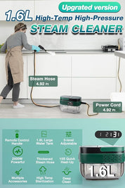 Handheld Steam Cleaner with Handle Control, 1.6L Large Water Tank, 3-Level Adjustable, Thickened Hose, Portable Steam Cleaner, High Temperature Pressurized Steamer for Home, Kitchen, Bathroom, Car