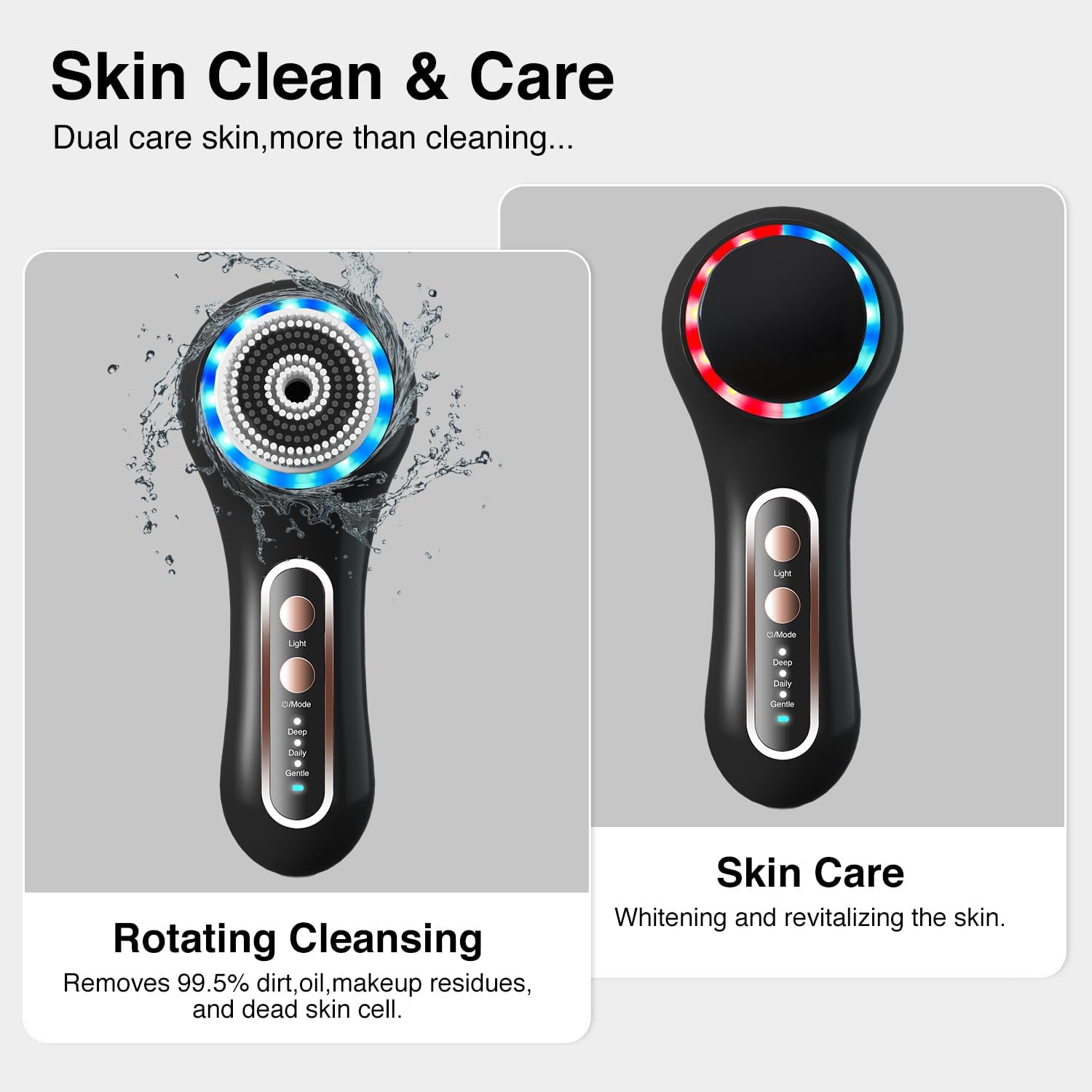 Face Scrubber Exfoliator,Facial Cleansing Brush Rechargeable IPX7 Waterproof with 5 Brush Heads,Electric Face Spin Brush for Exfoliating, Massaging and Deep Cleansing