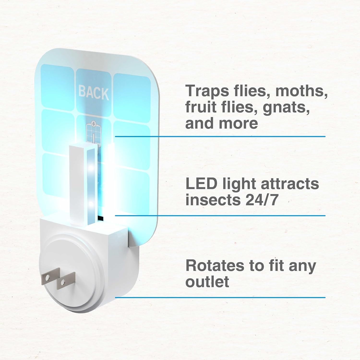 Safer Home SH502 Indoor Plug-In Fly Trap for Flies, Fruit Flies, Moths, Gnats, and Other Flying Insects – 400 Sq Ft of Protection
