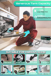 Handheld Steam Cleaner with Handle Control, 1.6L Large Water Tank, 3-Level Adjustable, Thickened Hose, Portable Steam Cleaner, High Temperature Pressurized Steamer for Home, Kitchen, Bathroom, Car