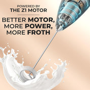 Kitchen Powerful Milk Frother Wand - Ultra Fast Handheld Drink Mixer - Electric Whisk Foam Maker for Coffee, Lattes, Cappuccino, Frappe, Matcha, Hot Chocolate & Coffee Creamer - Milk Boss Black