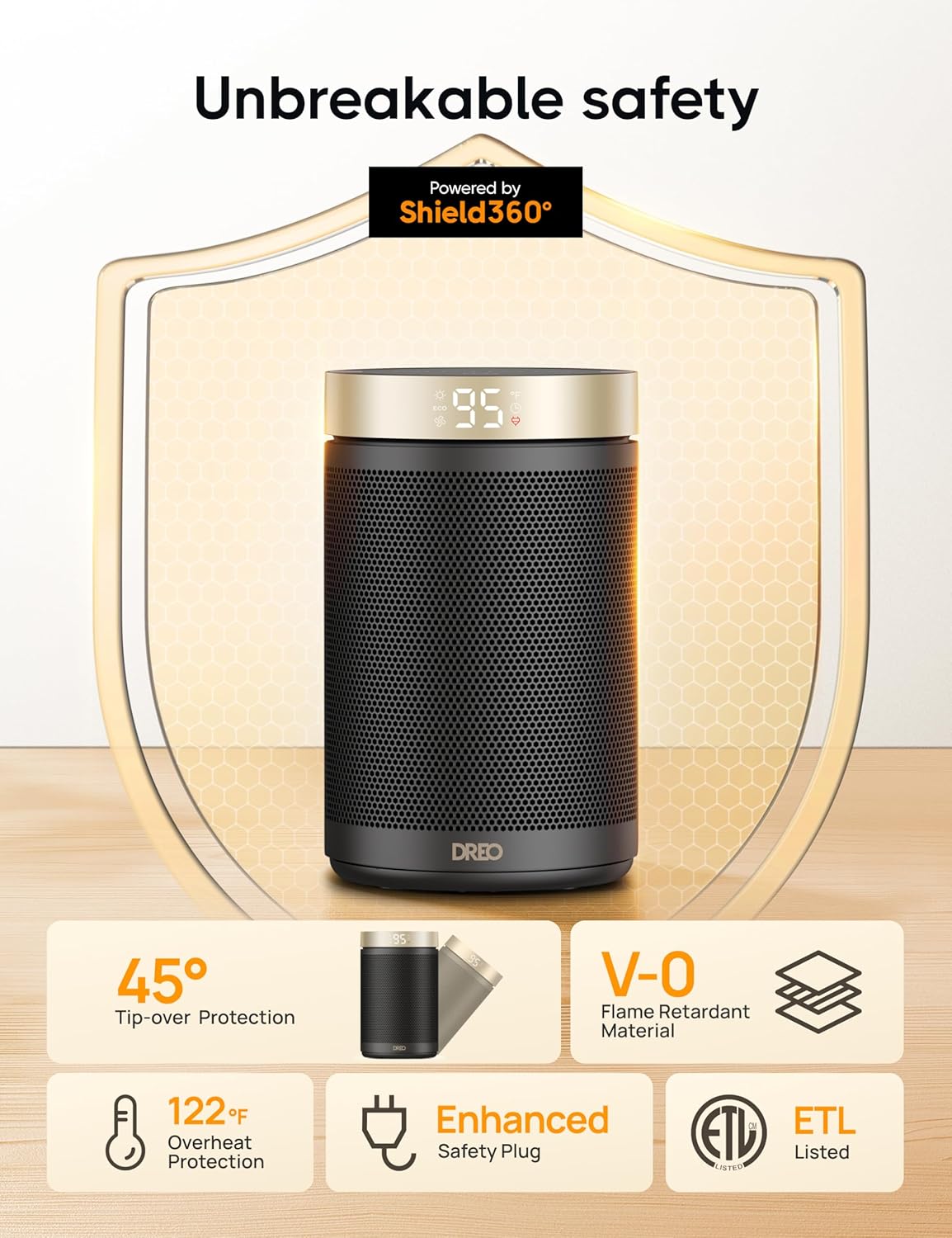 Space Heater, Portable Electric Heaters for Indoor Use with Thermostat and Remote, 2024 Upgraded, Digital Display, 12H Timer, 5 Mode, 1500W PTC Ceramic Fast Safety Heat for Office Bedroom Home